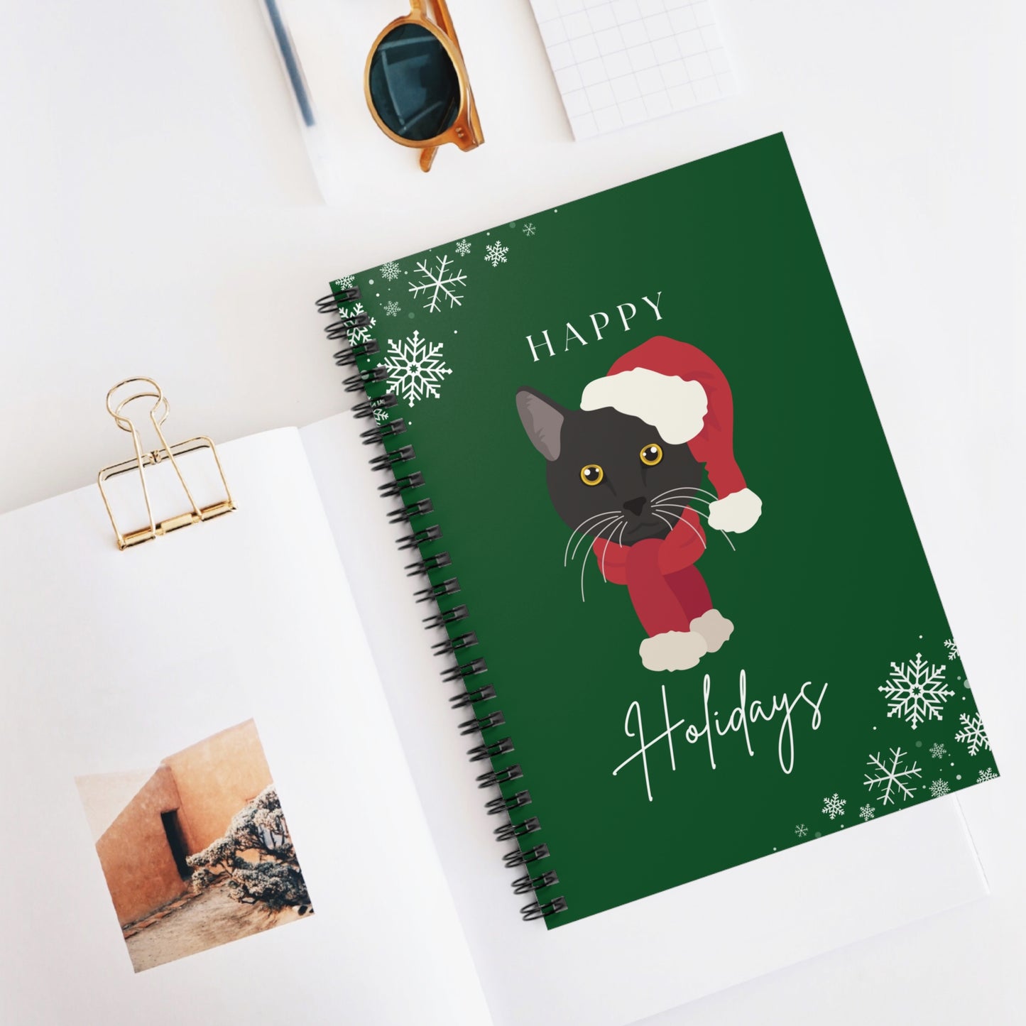 Happy Holidays Bombay Cat College Ruled Spiral Notebook