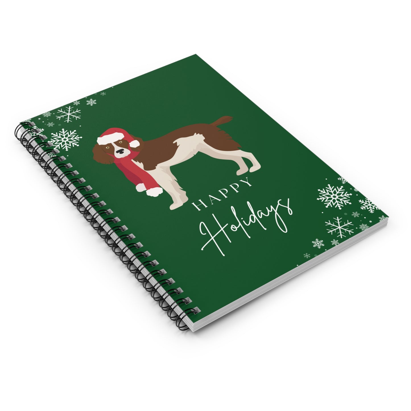 Happy Holidays Brittany Spaniel College Ruled Spiral Notebook
