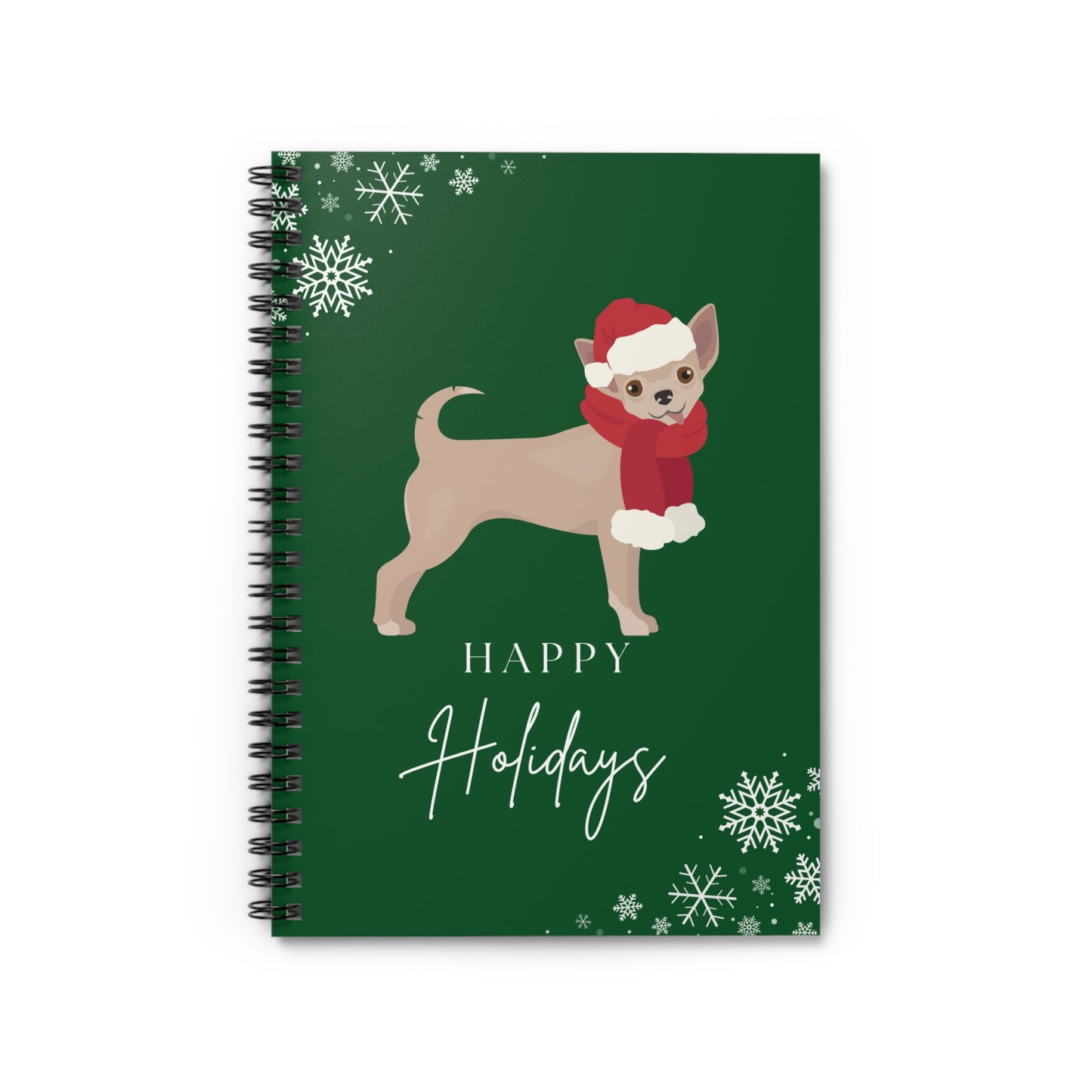 Happy Holidays Chihuahua College Ruled Spiral Notebook