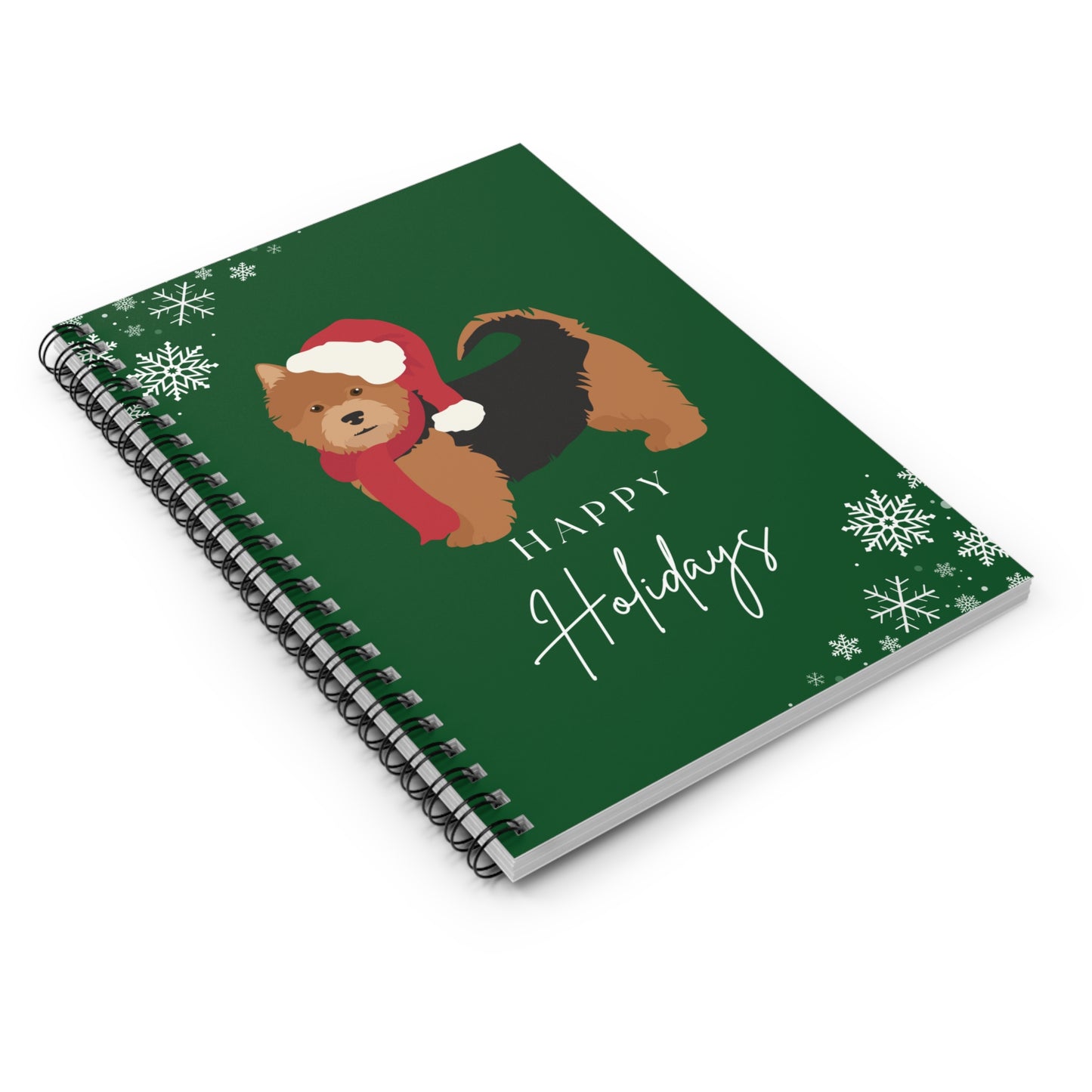 Happy Holidays Terrier College Ruled Spiral Notebook
