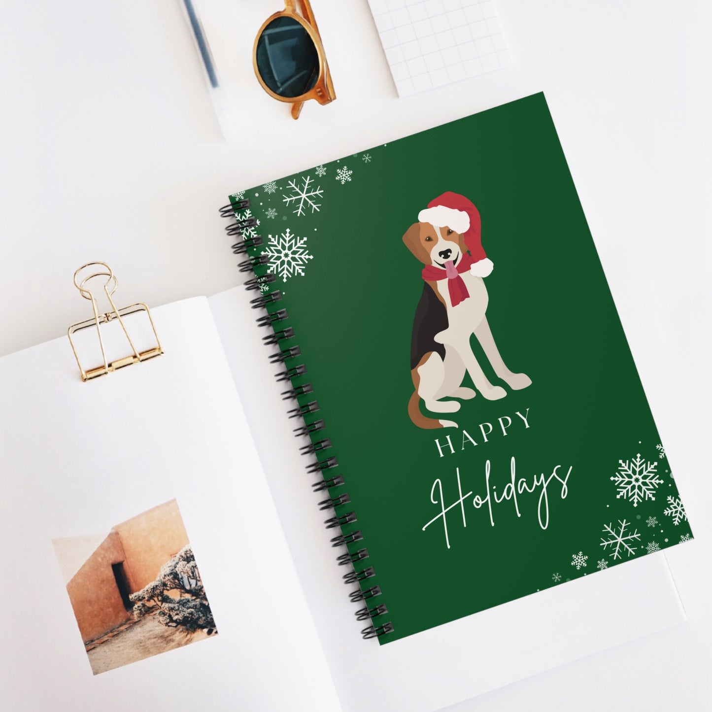 Happy Holidays Harrier College Ruled Spiral Notebook