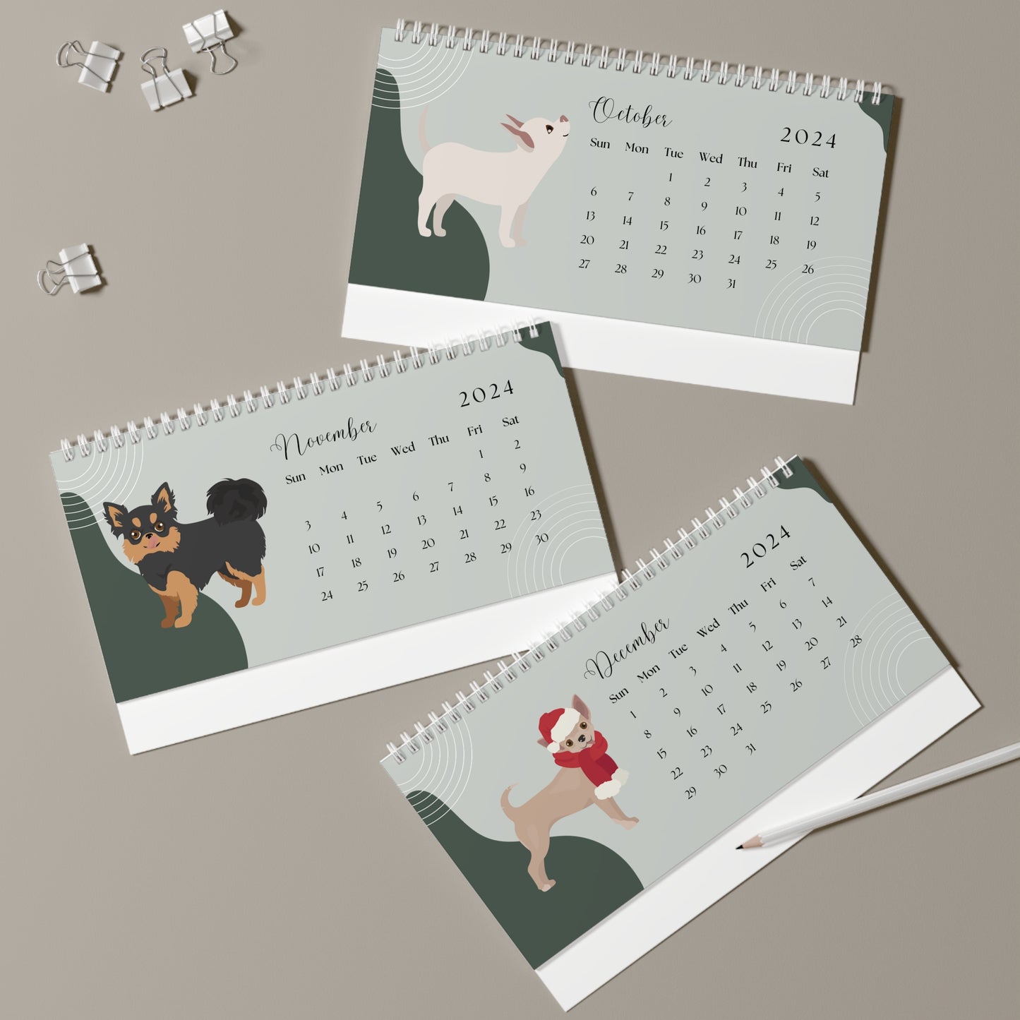 Chihuahua 2024 Monthly Desk Calendar