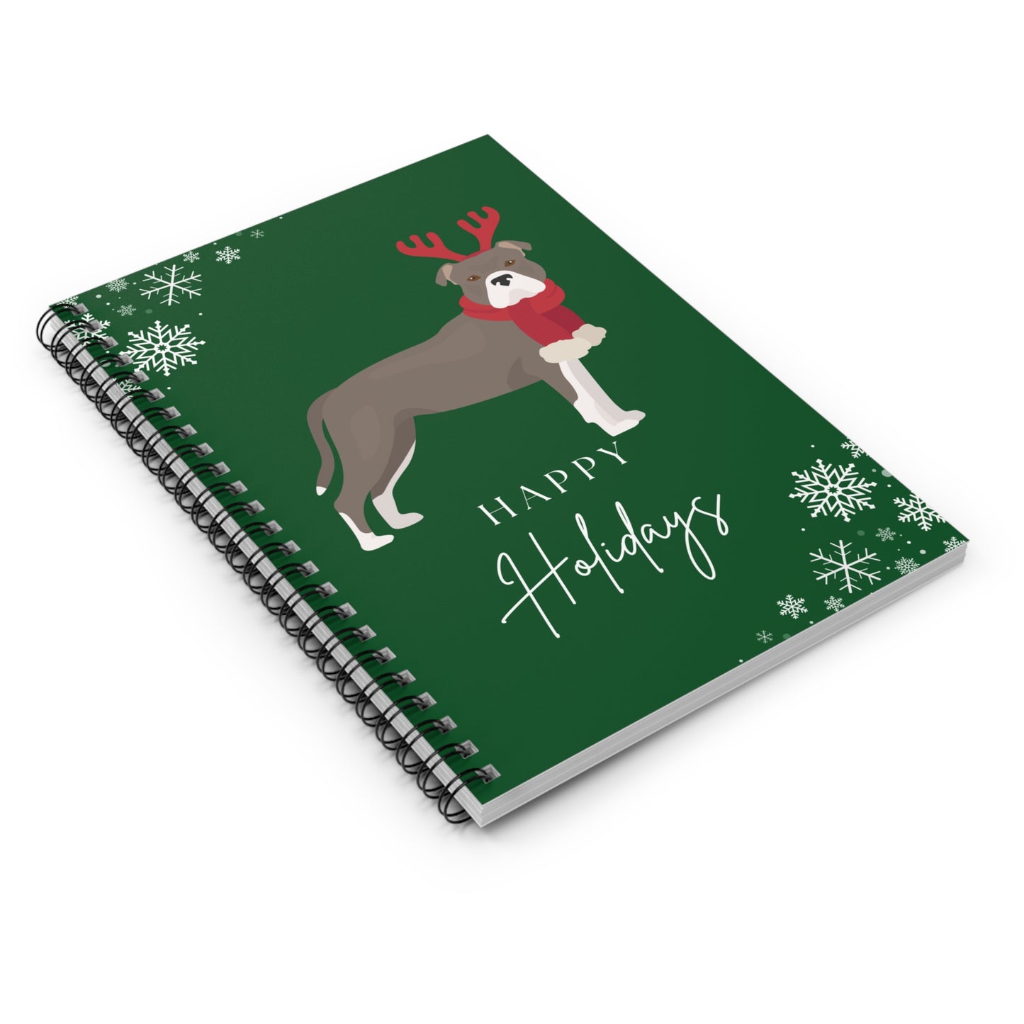 Happy Holidays Staffordshire Terrier College Ruled Spiral Notebook