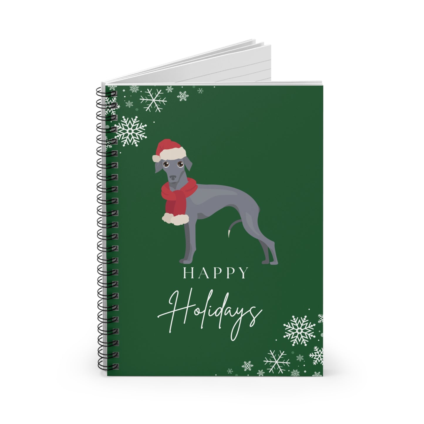 Happy Holidays Whippet College Ruled Spiral Notebook