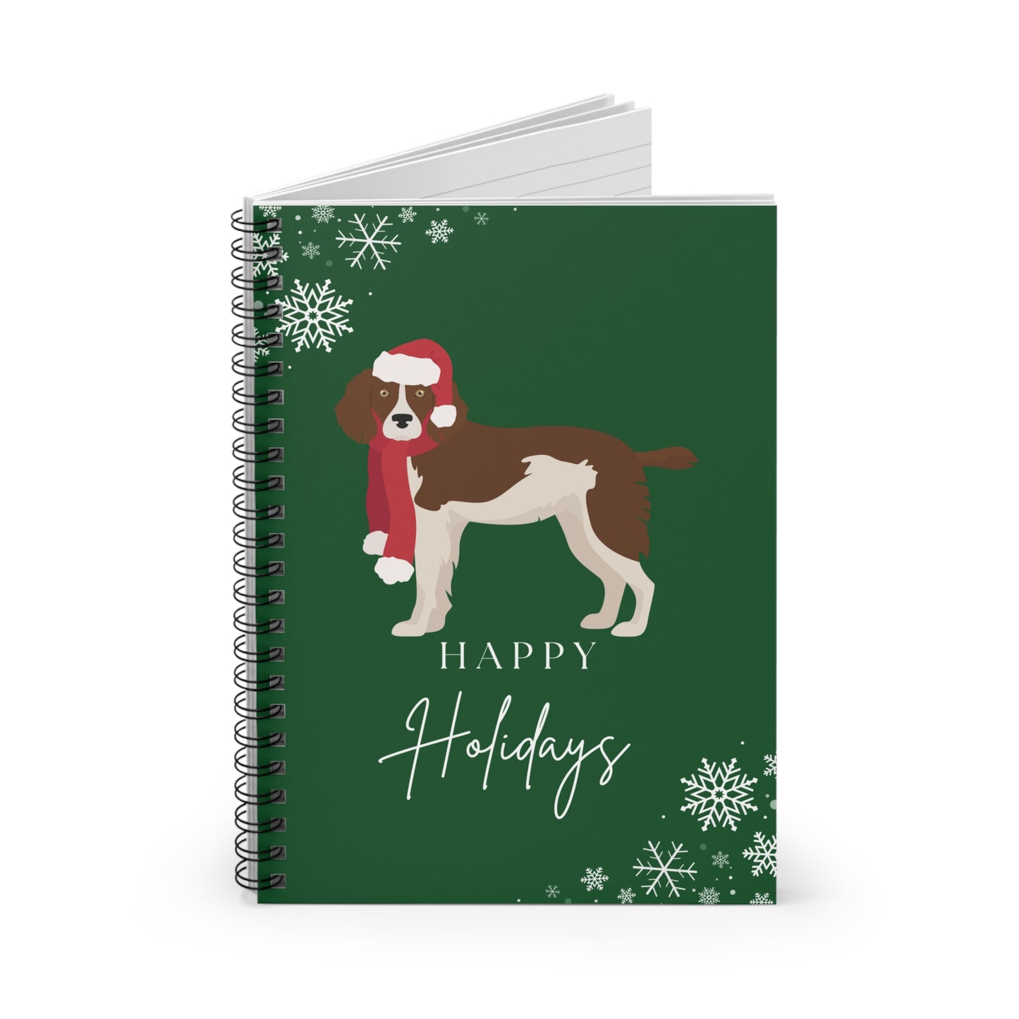 Happy Holidays Brittany Spaniel College Ruled Spiral Notebook