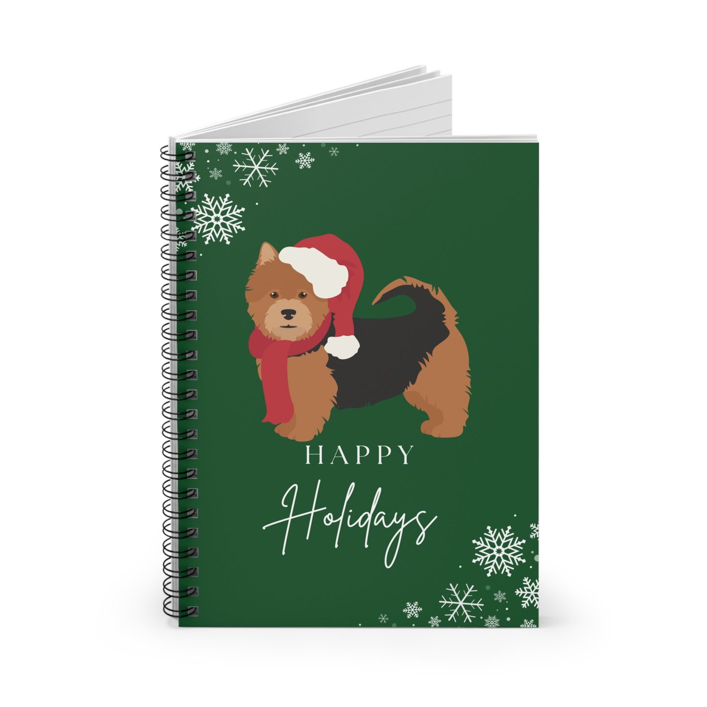 Happy Holidays Terrier College Ruled Spiral Notebook