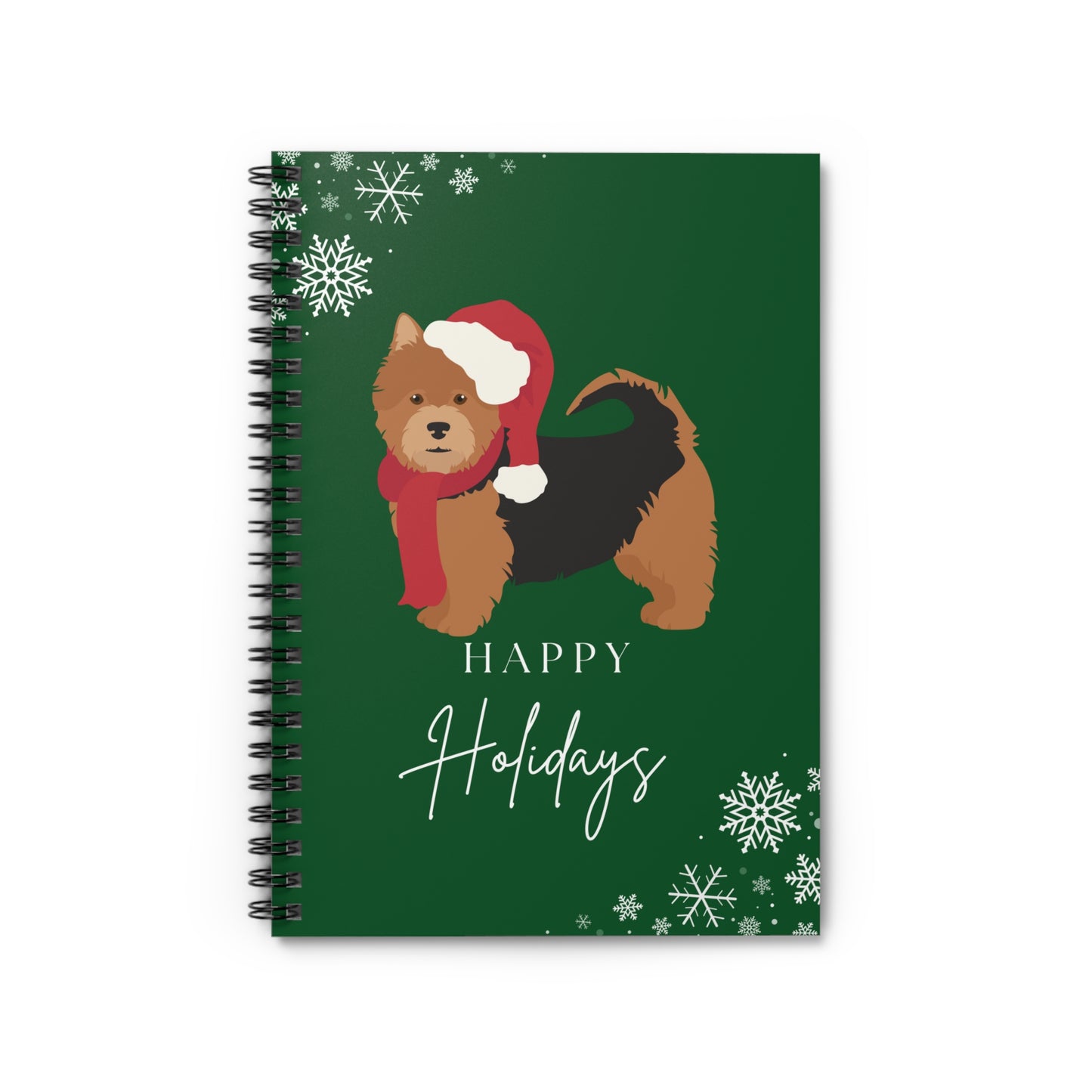 Happy Holidays Terrier College Ruled Spiral Notebook