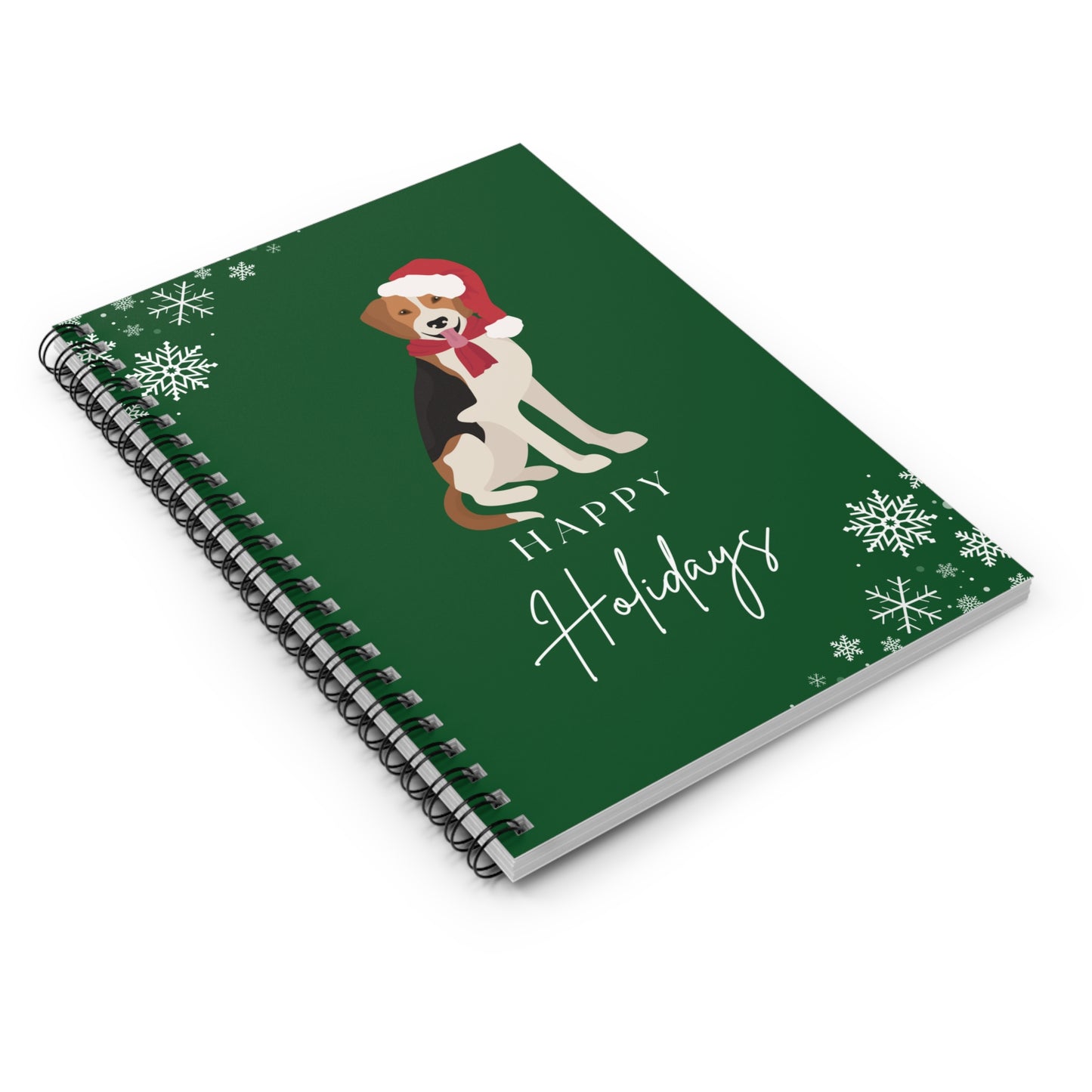Happy Holidays Harrier College Ruled Spiral Notebook