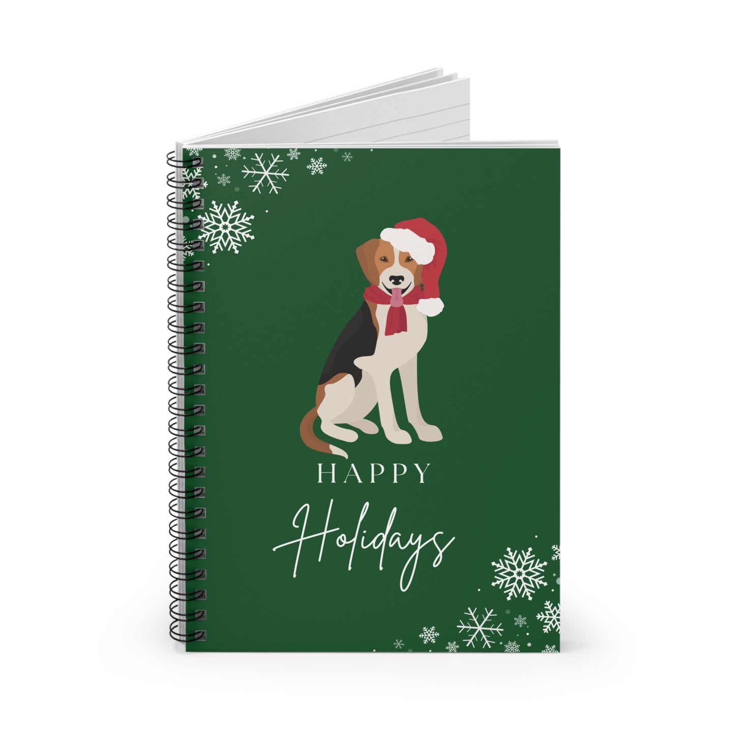 Happy Holidays Harrier College Ruled Spiral Notebook
