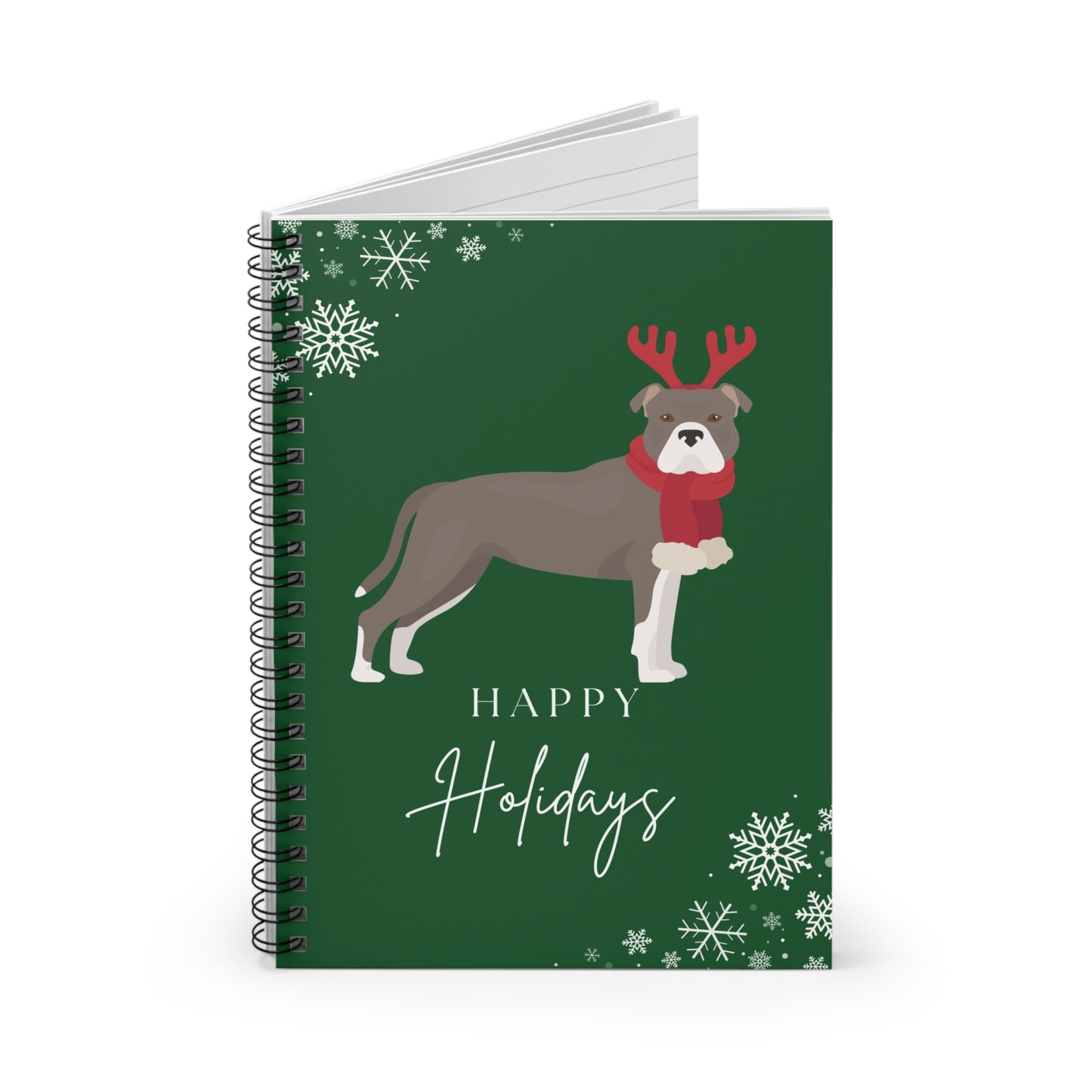 Happy Holidays Staffordshire Terrier College Ruled Spiral Notebook