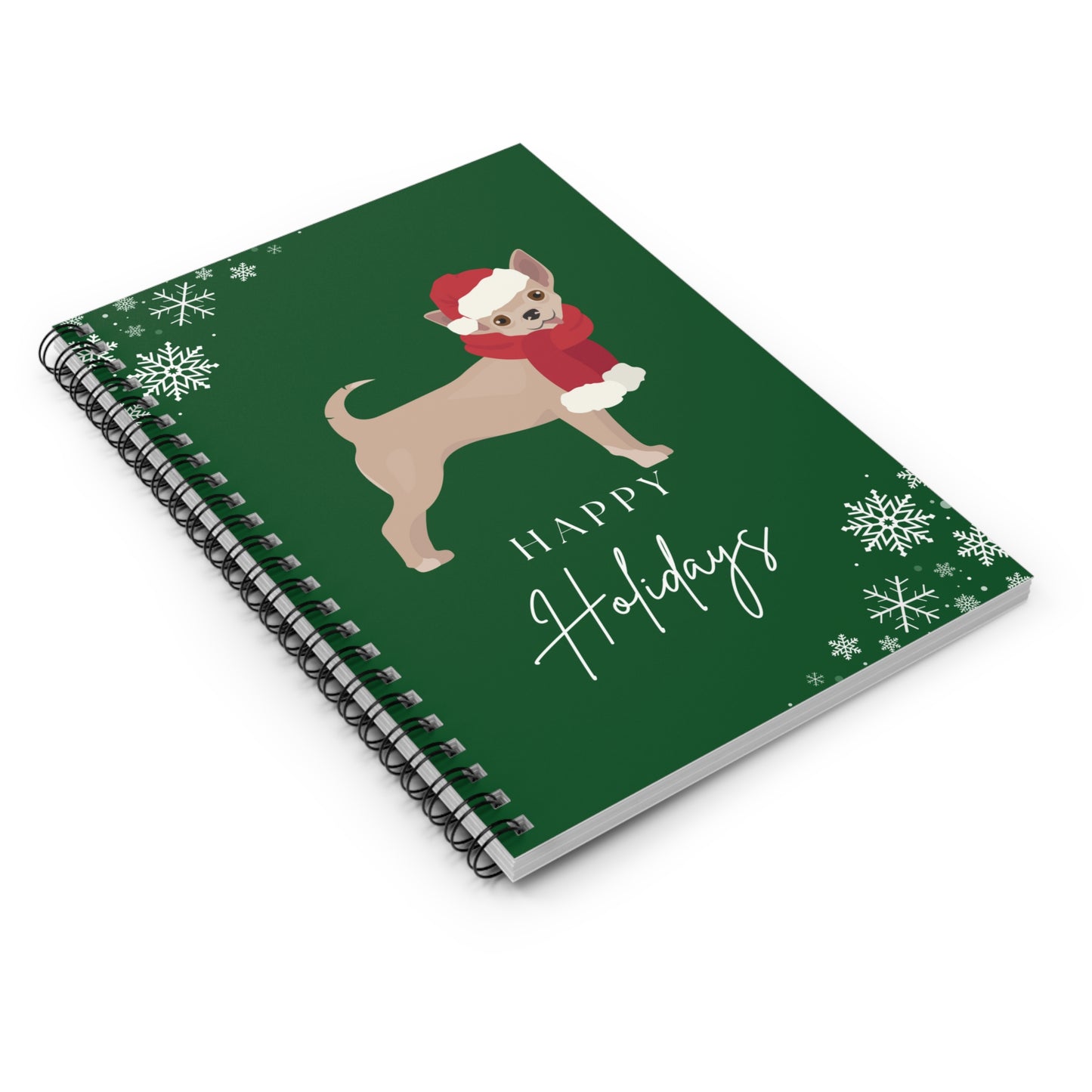 Happy Holidays Chihuahua College Ruled Spiral Notebook