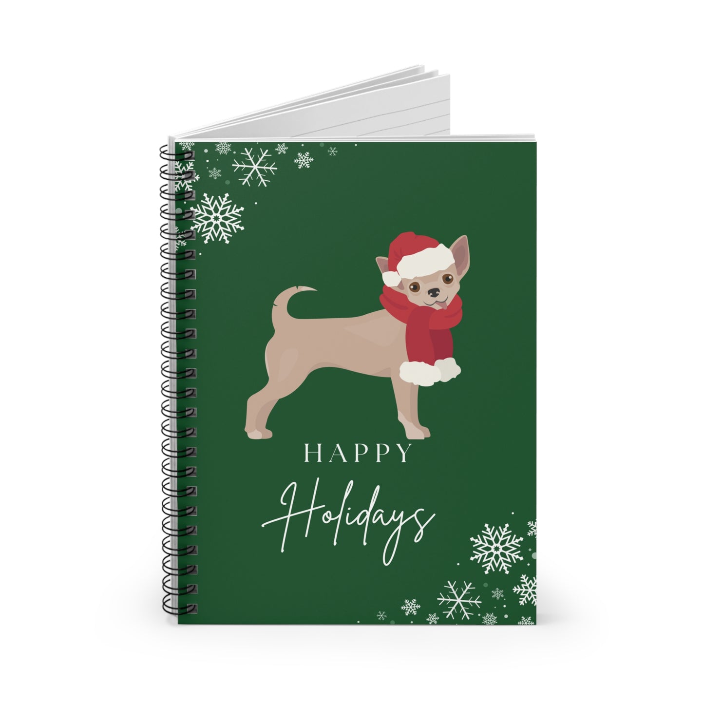 Happy Holidays Chihuahua College Ruled Spiral Notebook