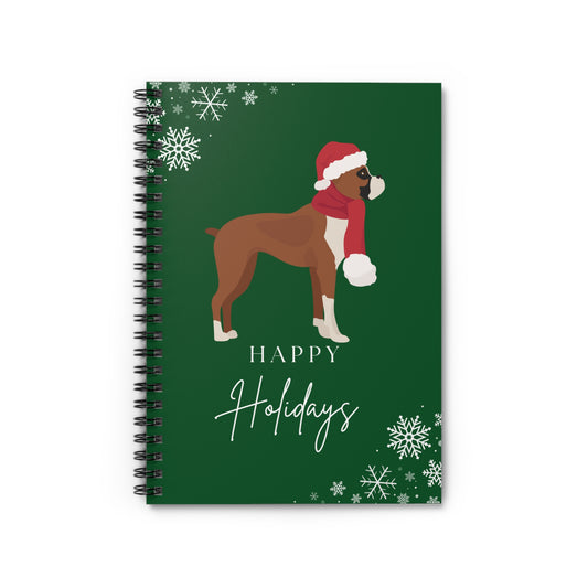 Happy Holidays Boxer College Ruled Spiral Notebook