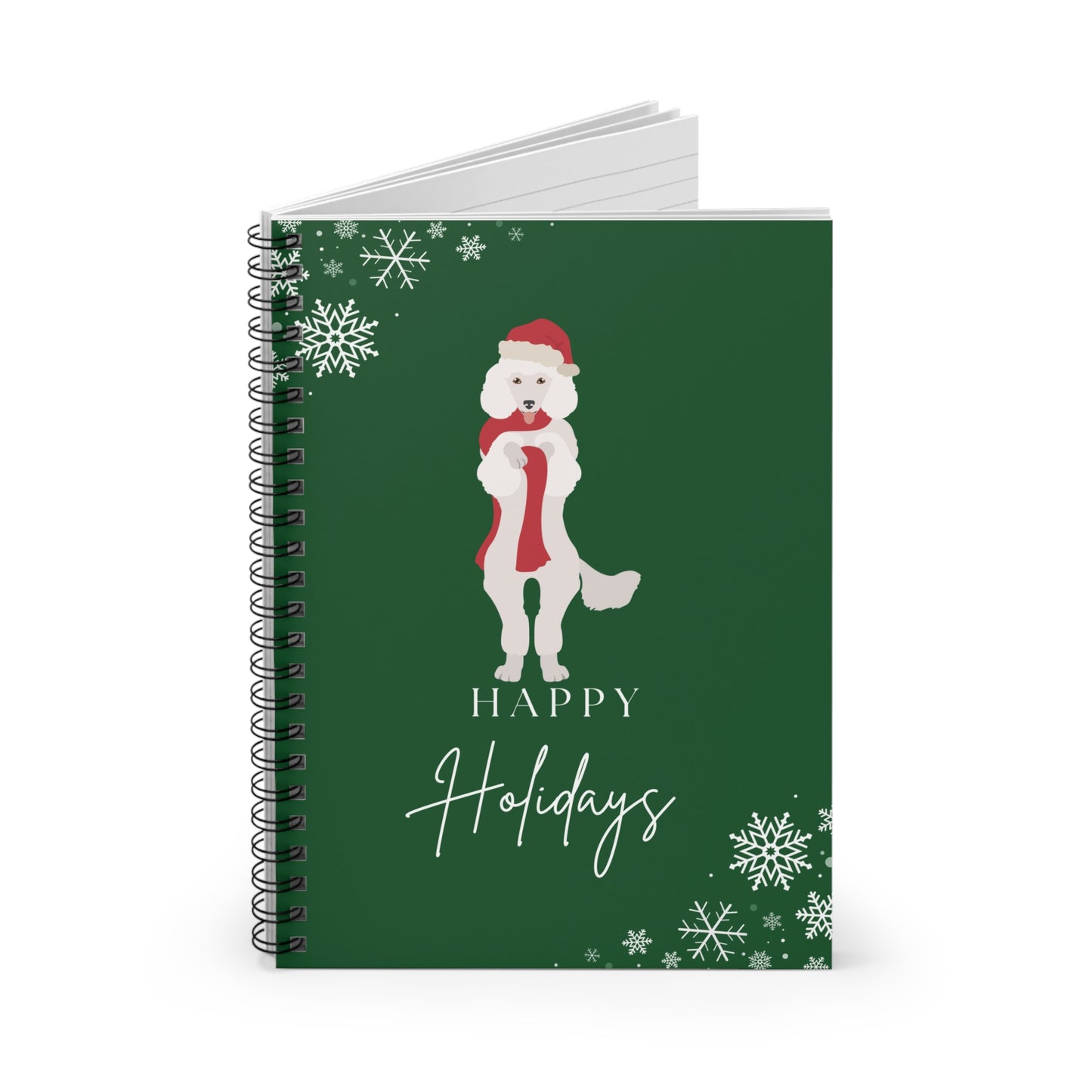 Happy Holidays Poodle College Ruled Spiral Notebook