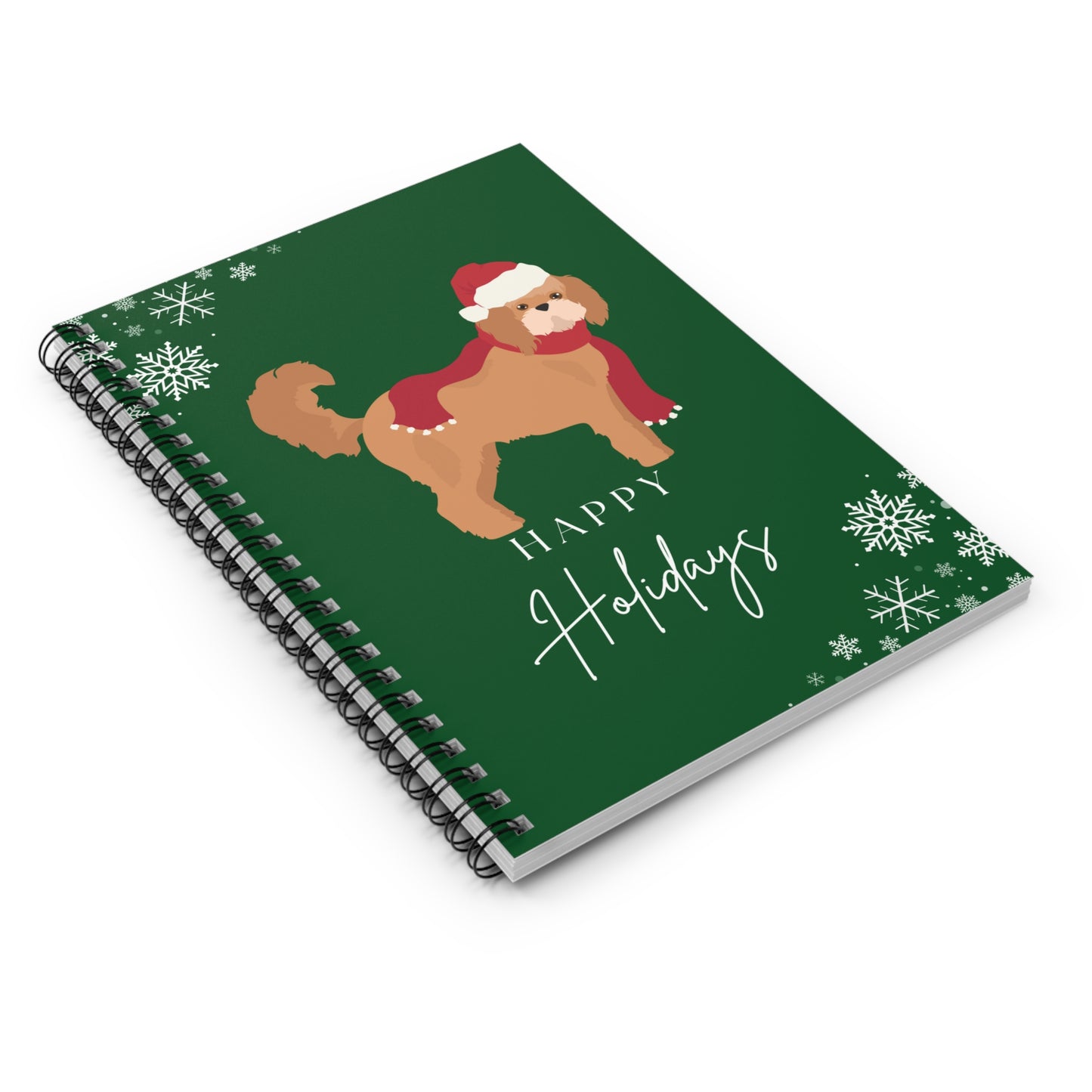 Happy Holidays Mixed Breed College Ruled Spiral Notebook