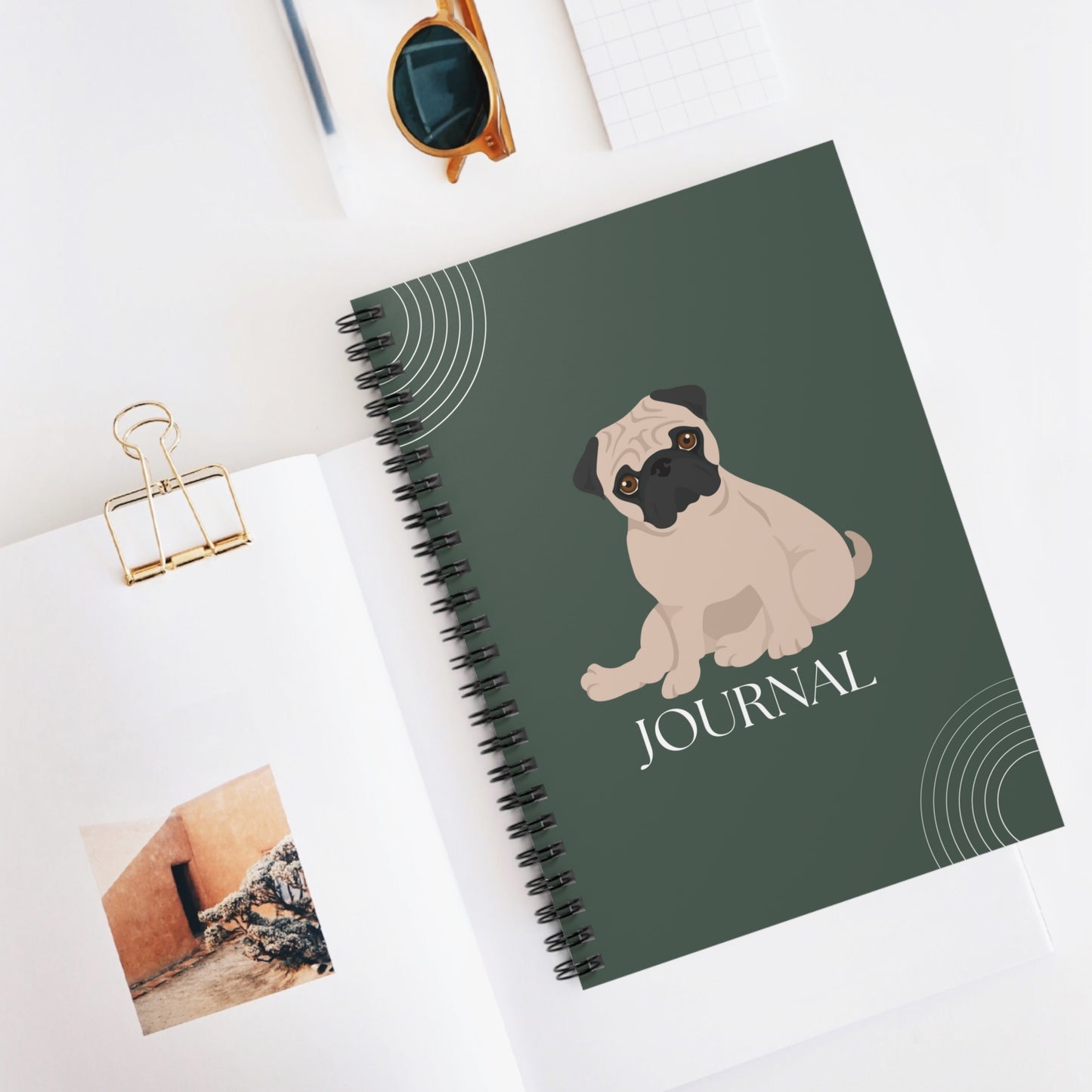 Pug College Ruled Spiral Notebook