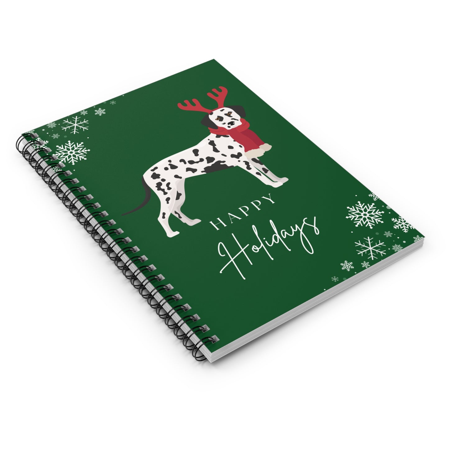 Happy Holidays Dalmatian College Ruled Spiral Notebook