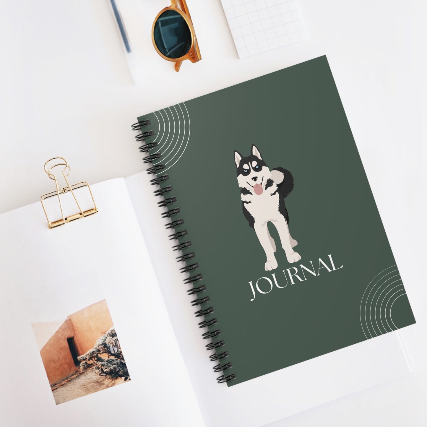 Siberian Husky College Ruled Spiral Notebook