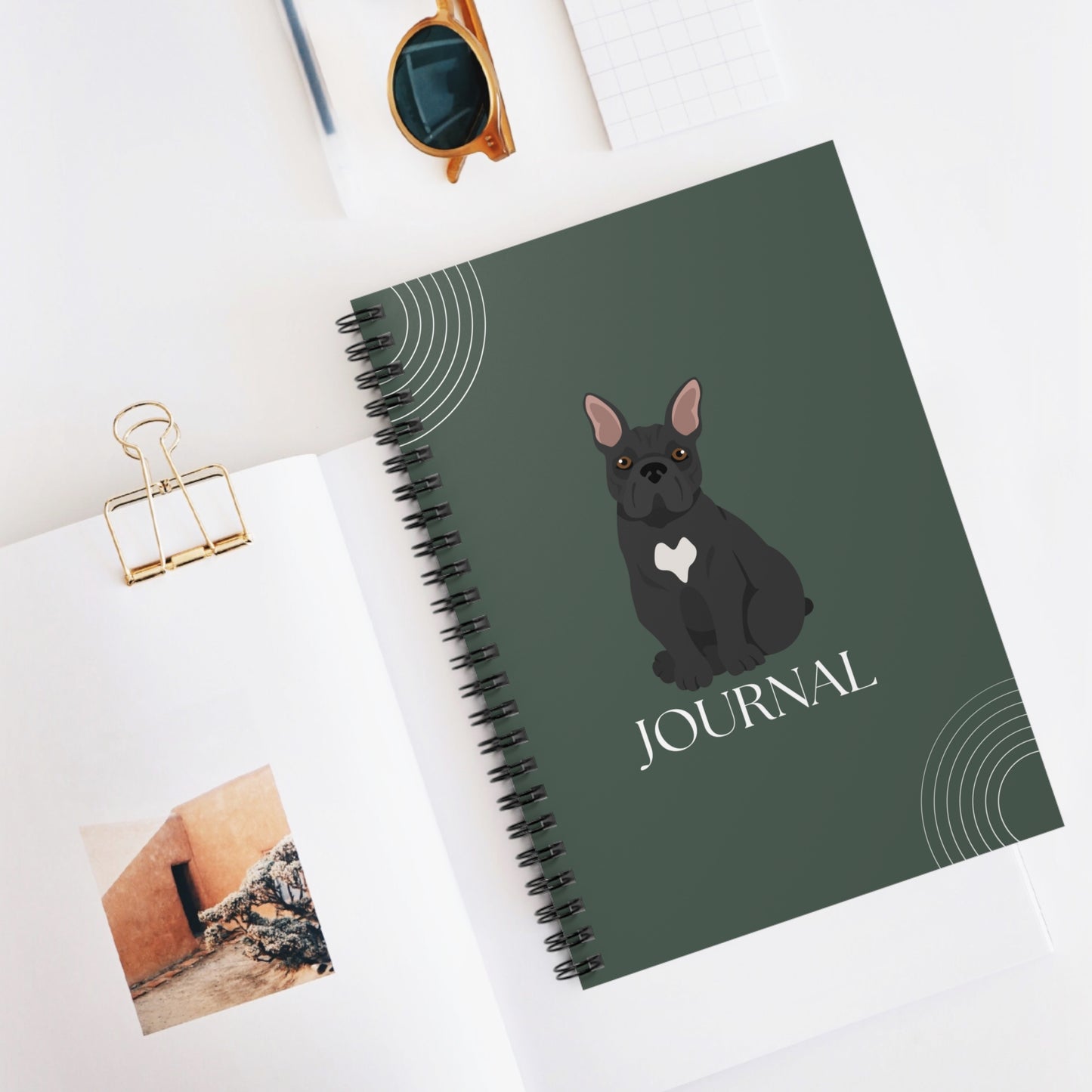 French Bulldog College Ruled Spiral Notebook