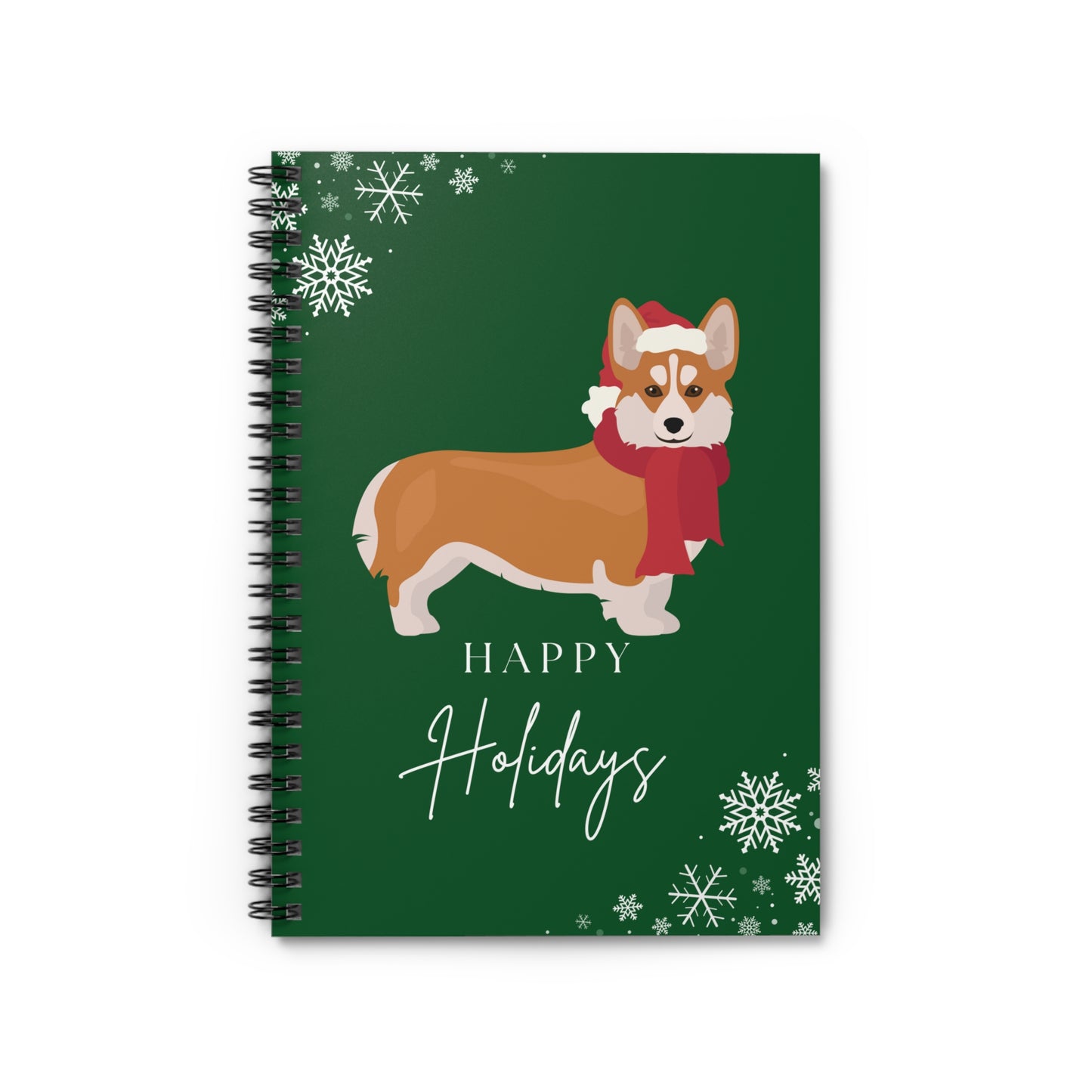 Happy Holidays Pembroke Welsh Corgi College Ruled Spiral Notebook