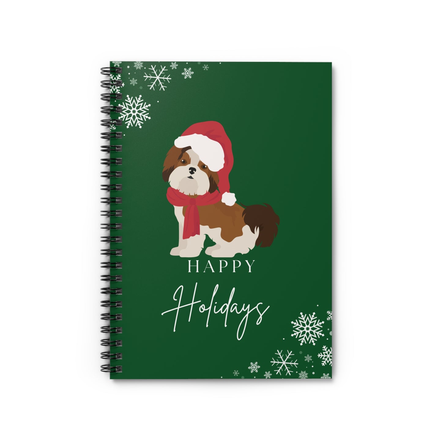 Happy Holidays Shih Tzu College Ruled Spiral Notebook