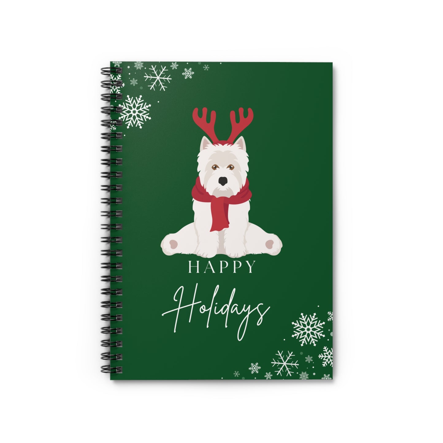 Happy Holidays West Highland White Terrier College Ruled Spiral Notebook