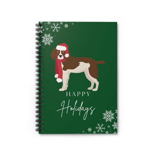 Happy Holidays Brittany Spaniel College Ruled Spiral Notebook