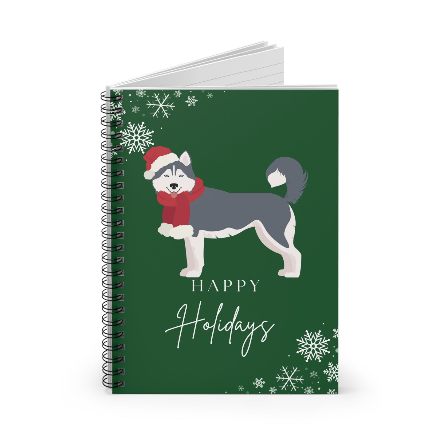 Happy Holidays Husky College Ruled Spiral Notebook