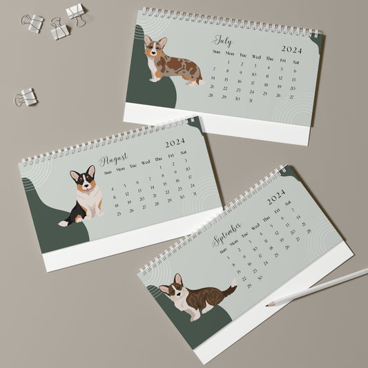 Corgis 2024 Monthly Desk Calendar