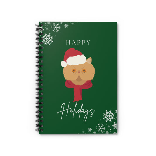 Happy Holidays Persian Cat College Ruled Spiral Notebook