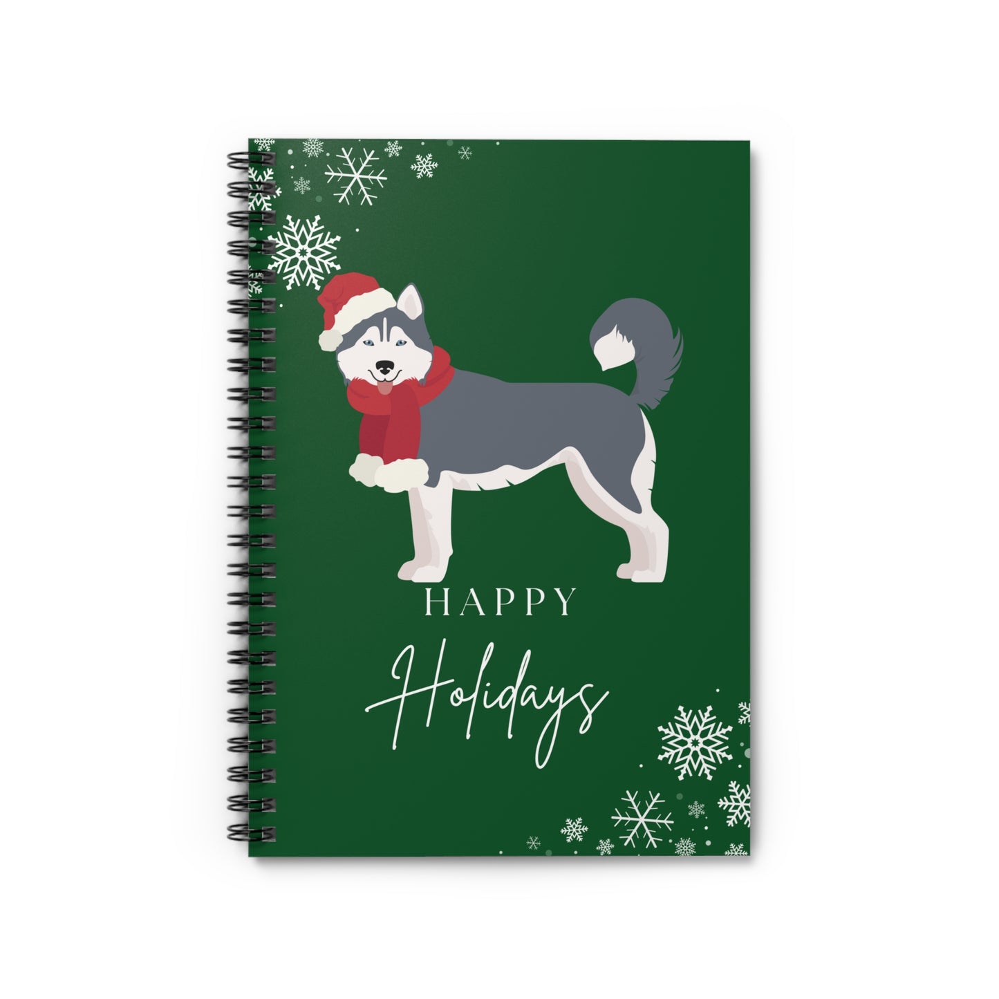 Happy Holidays Husky College Ruled Spiral Notebook