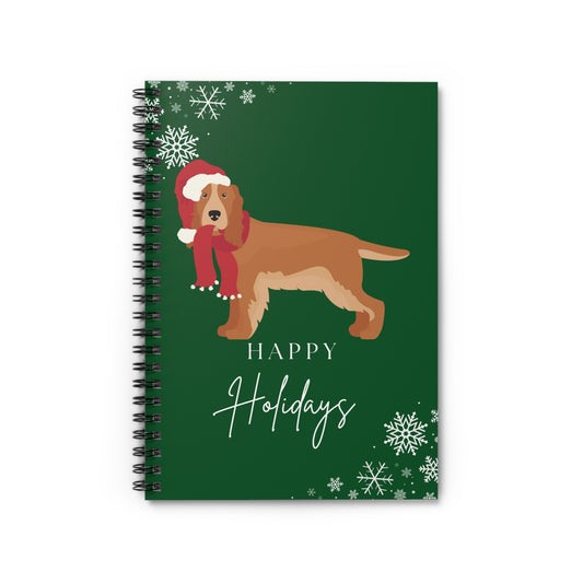 Happy Holidays Spaniel College Ruled Spiral Notebook