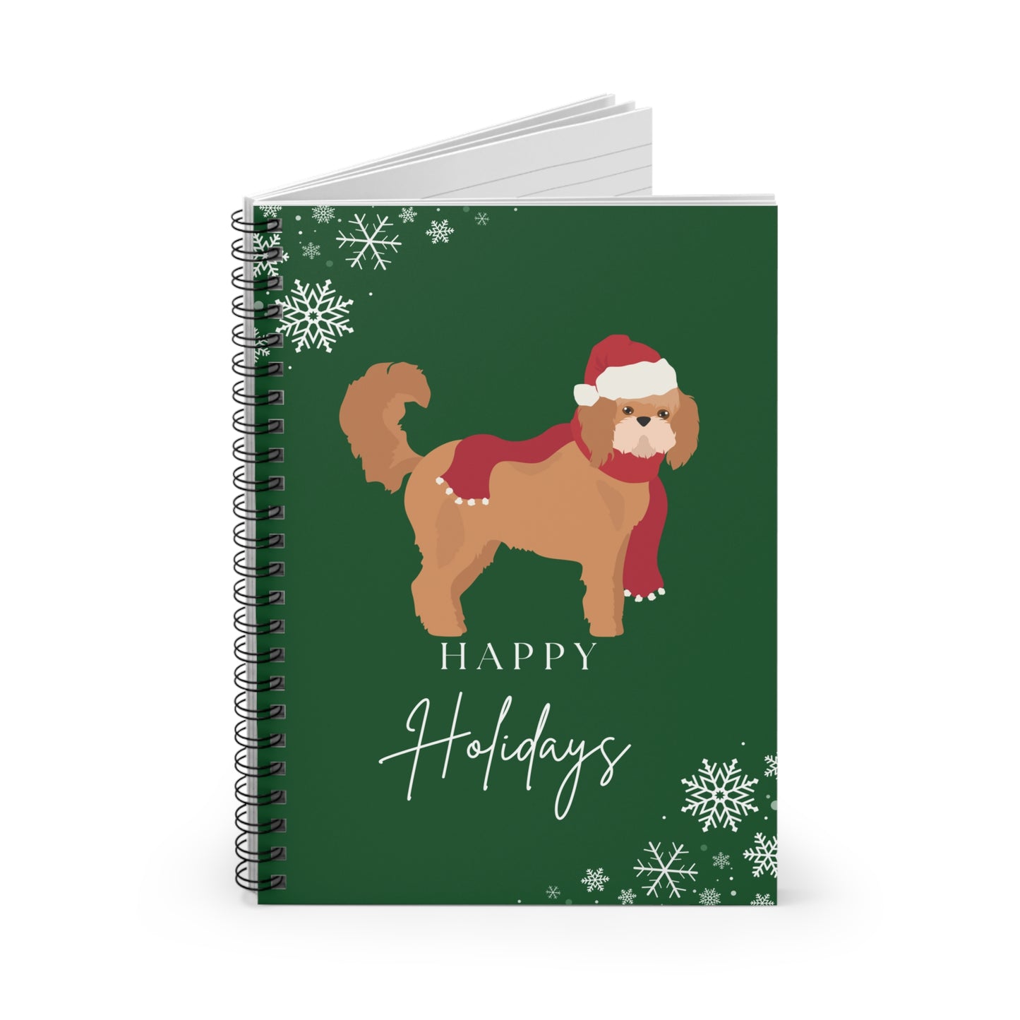 Happy Holidays Mixed Breed College Ruled Spiral Notebook