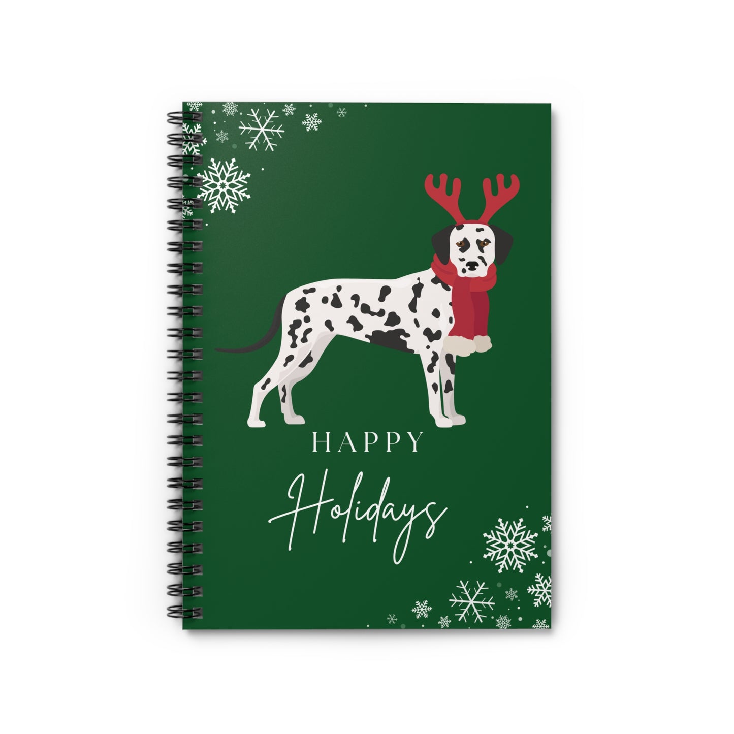 Happy Holidays Dalmatian College Ruled Spiral Notebook