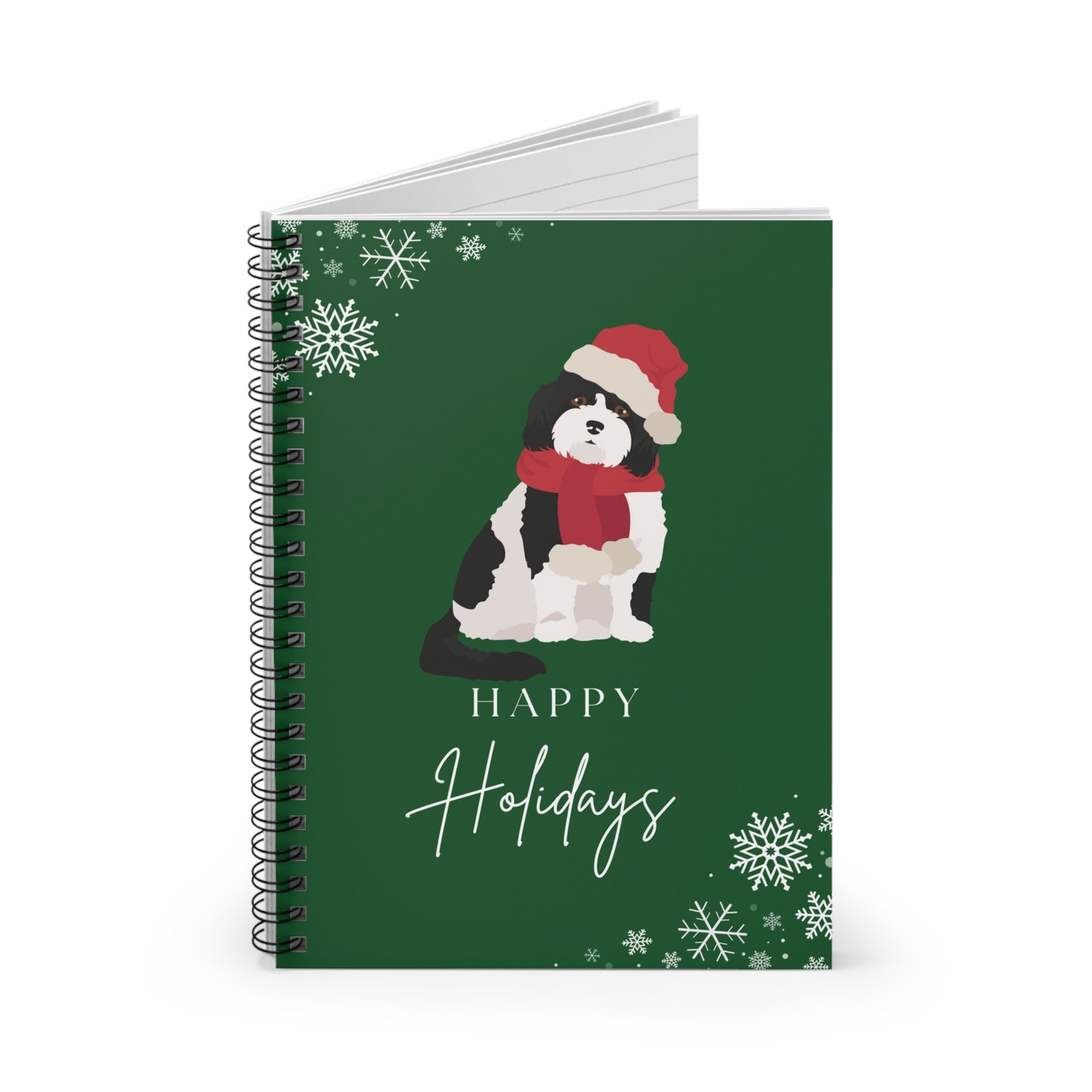 Happy Holidays Poodle Mix College Ruled Spiral Notebook