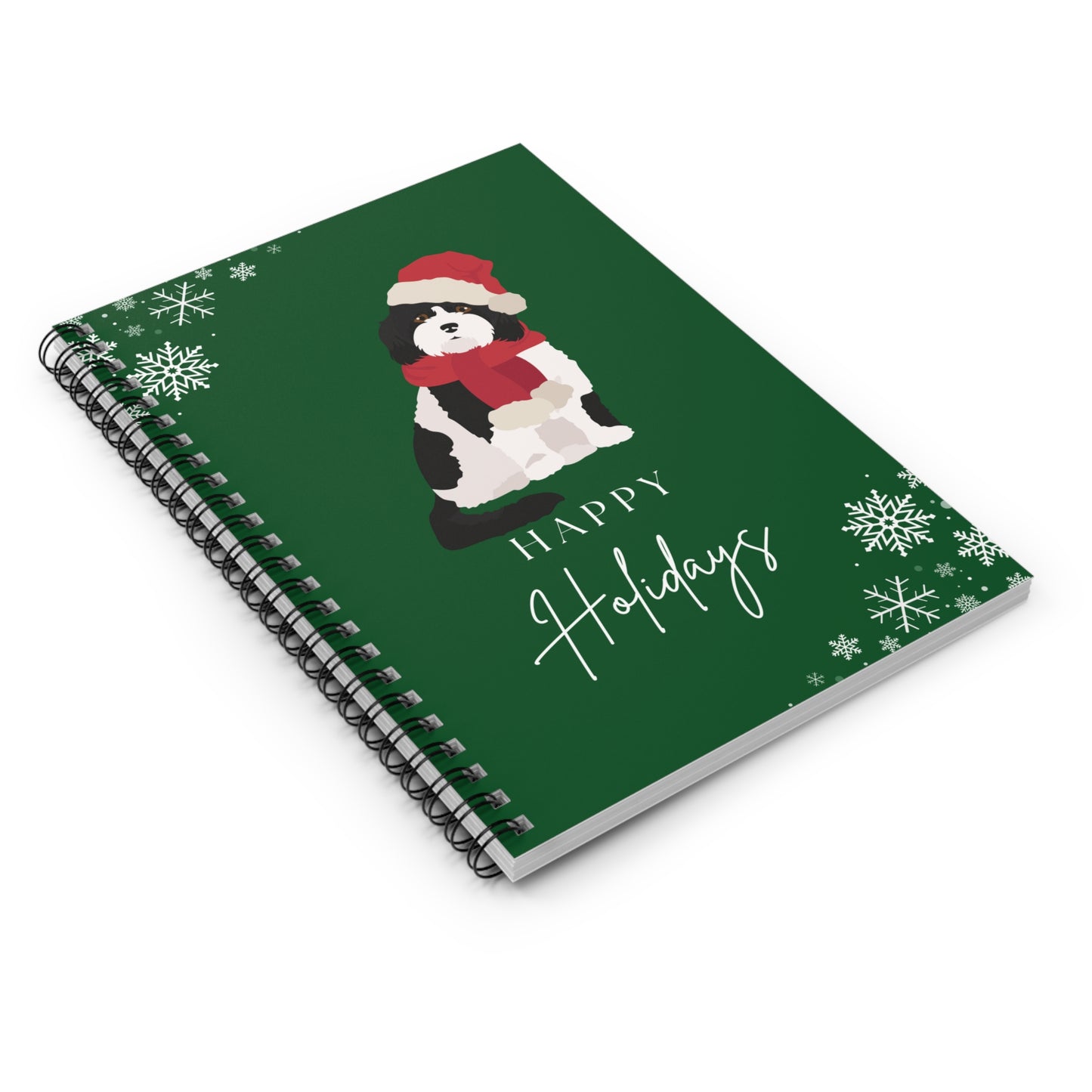 Happy Holidays Poodle Mix College Ruled Spiral Notebook