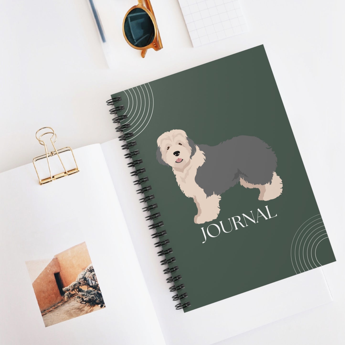 Old English Sheepdog College Ruled Spiral Notebook