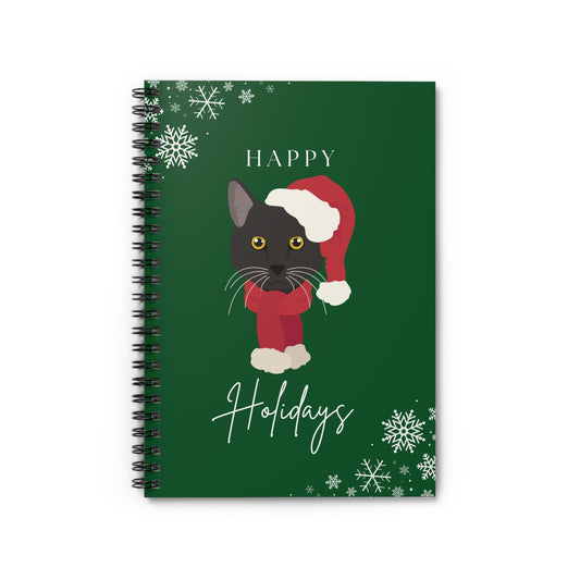 Happy Holidays Bombay Cat College Ruled Spiral Notebook