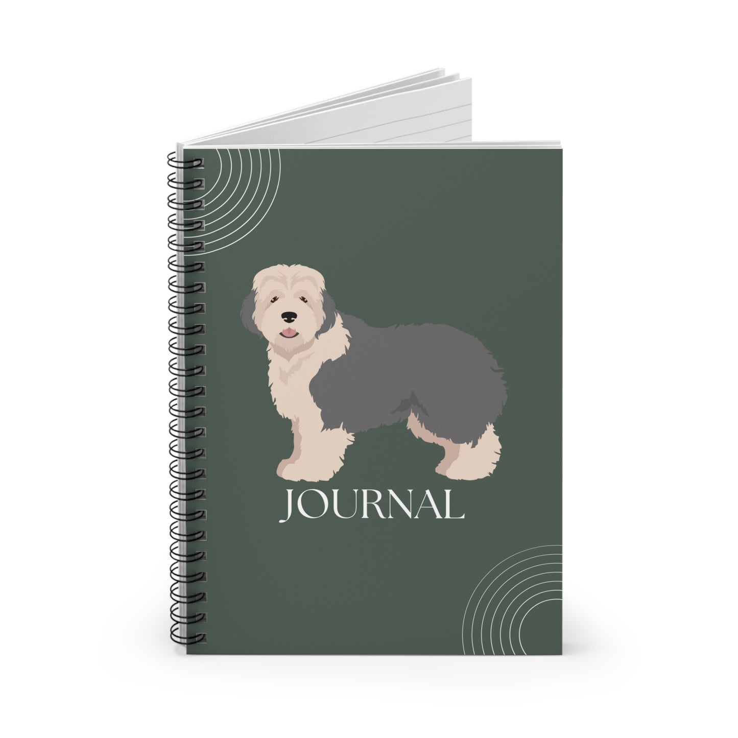 Old English Sheepdog College Ruled Spiral Notebook