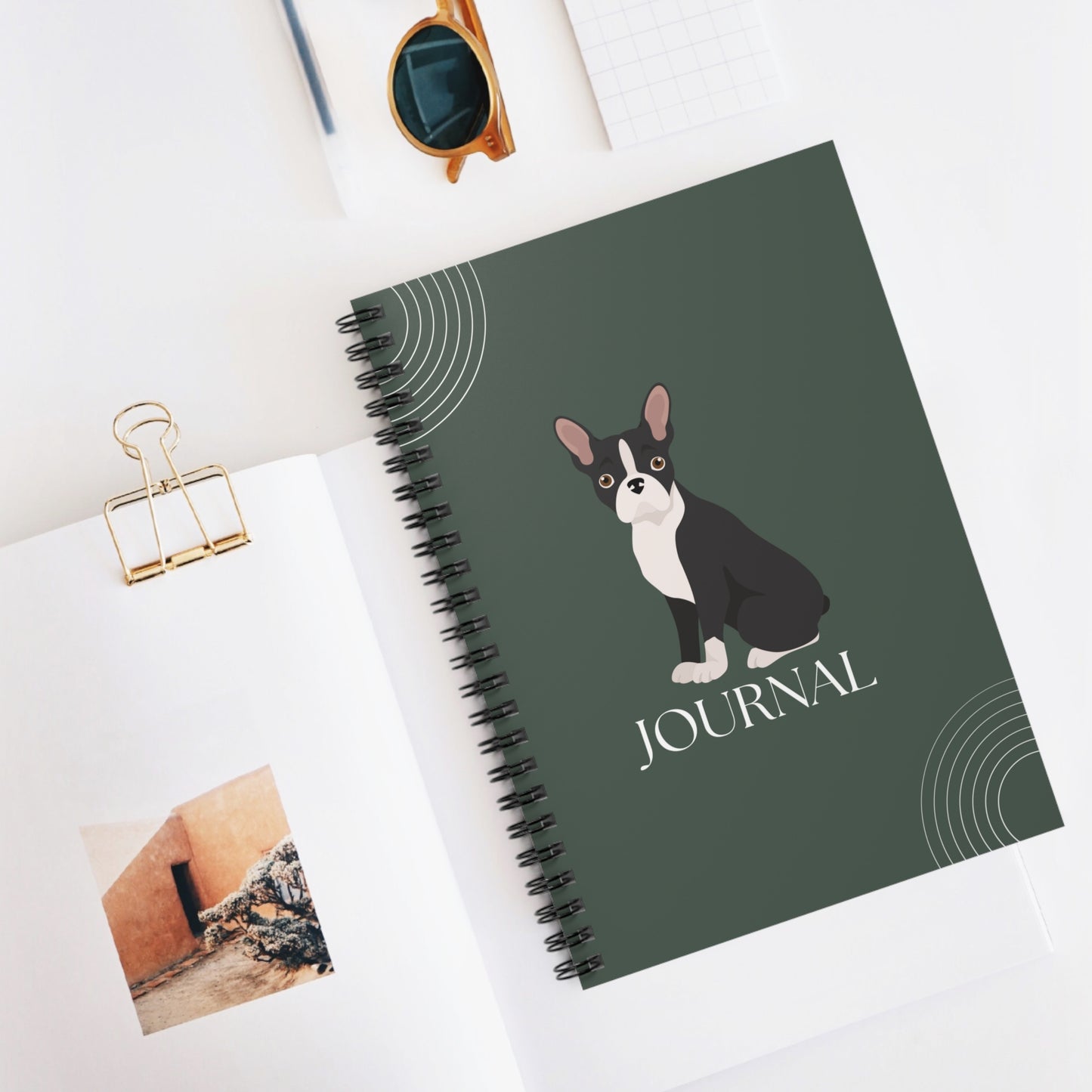 Boston Terrier College Ruled Spiral Notebook