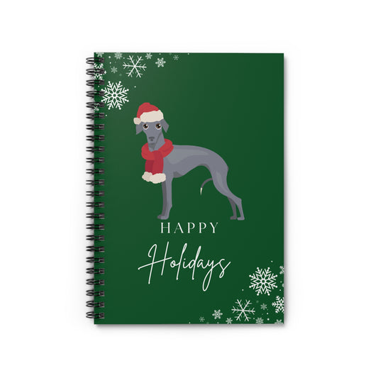 Happy Holidays Whippet College Ruled Spiral Notebook