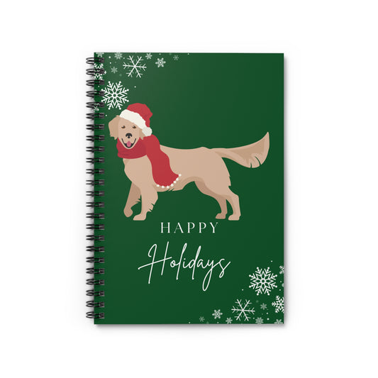 Happy Holidays Golden Retriever College Ruled Spiral Notebook