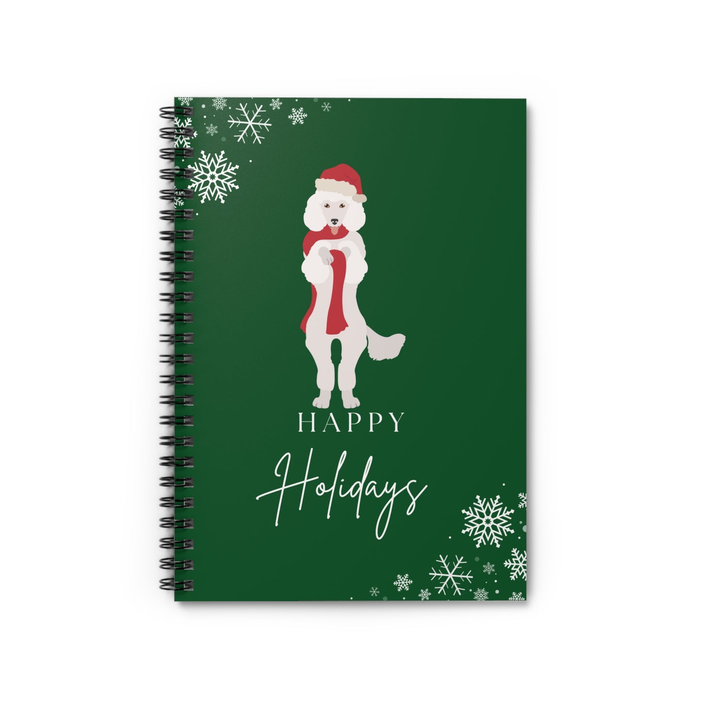 Happy Holidays Poodle College Ruled Spiral Notebook