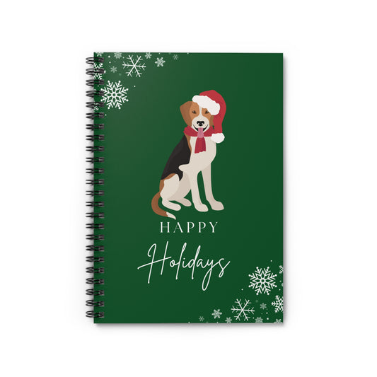 Happy Holidays Harrier College Ruled Spiral Notebook