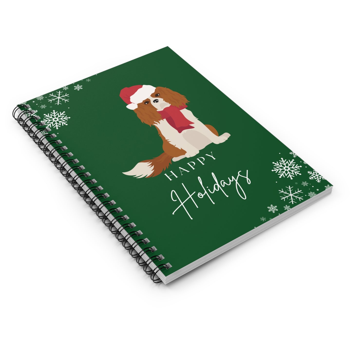 Happy Holidays Cavalier King Charles Spaniel College Ruled Spiral Notebook