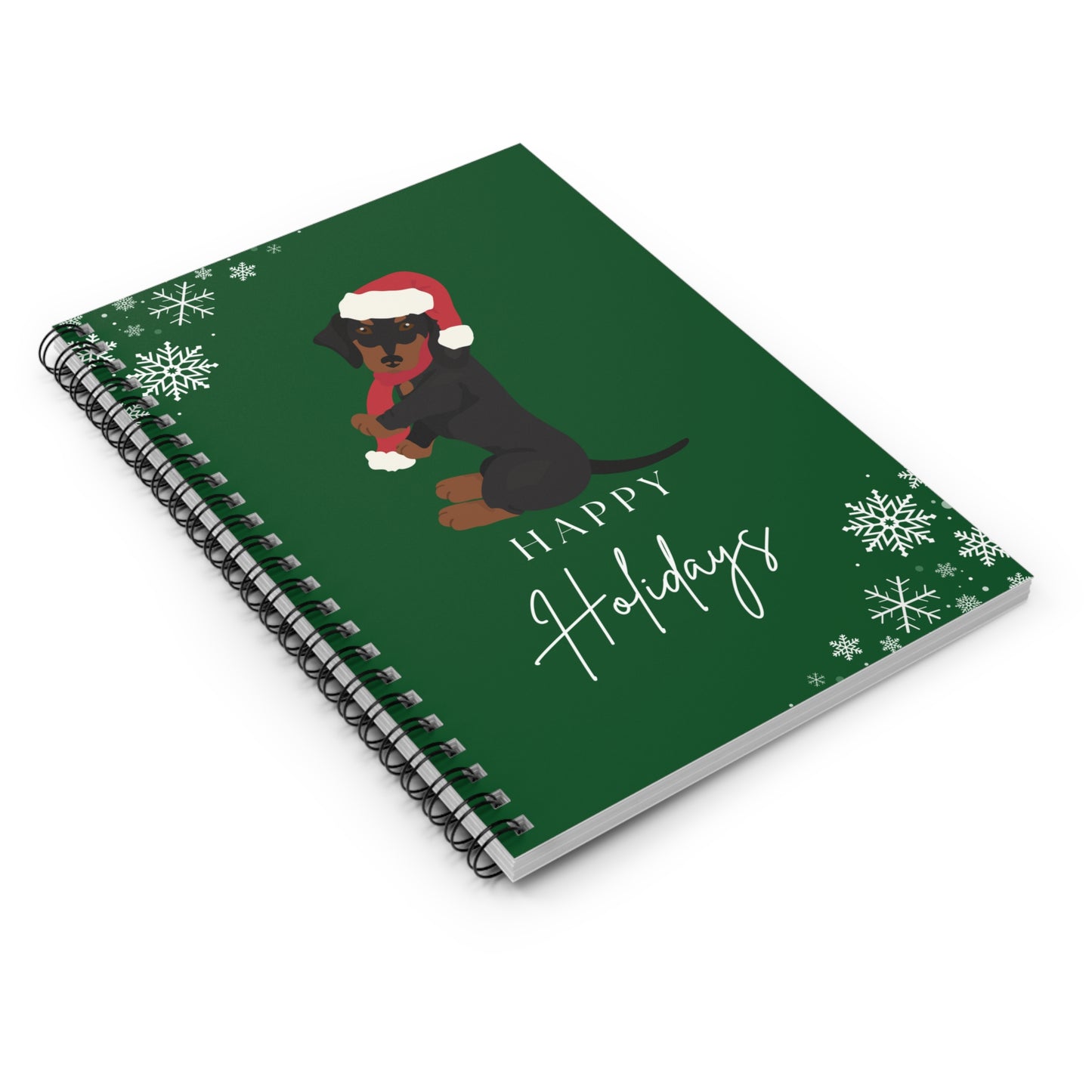 Happy Holidays Dachshund College Ruled Spiral Notebook