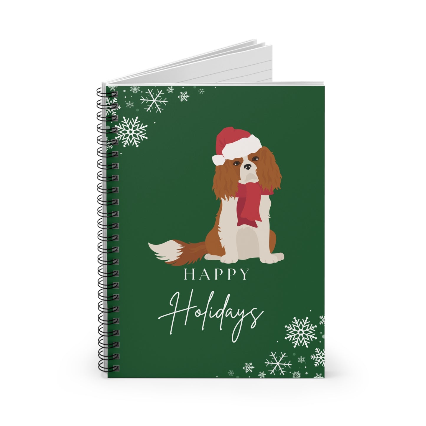 Happy Holidays Cavalier King Charles Spaniel College Ruled Spiral Notebook