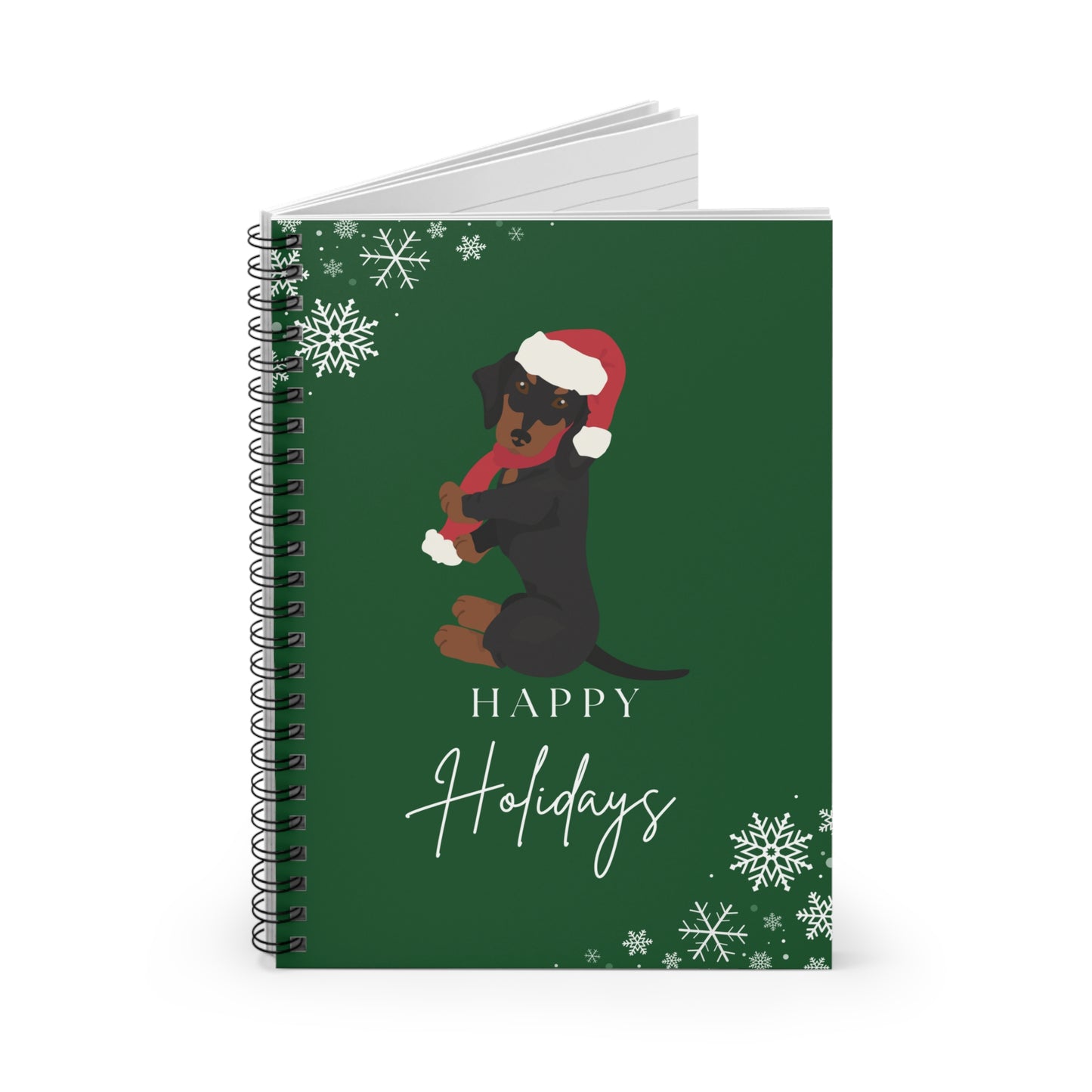 Happy Holidays Dachshund College Ruled Spiral Notebook