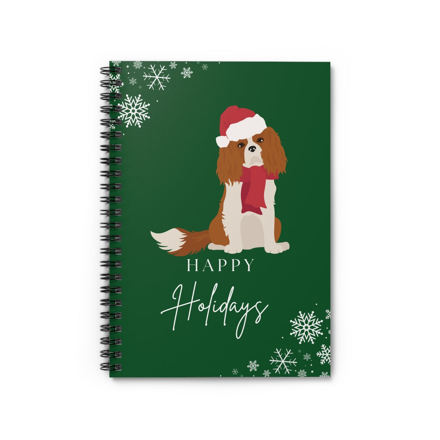 Happy Holidays Cavalier King Charles Spaniel College Ruled Spiral Notebook