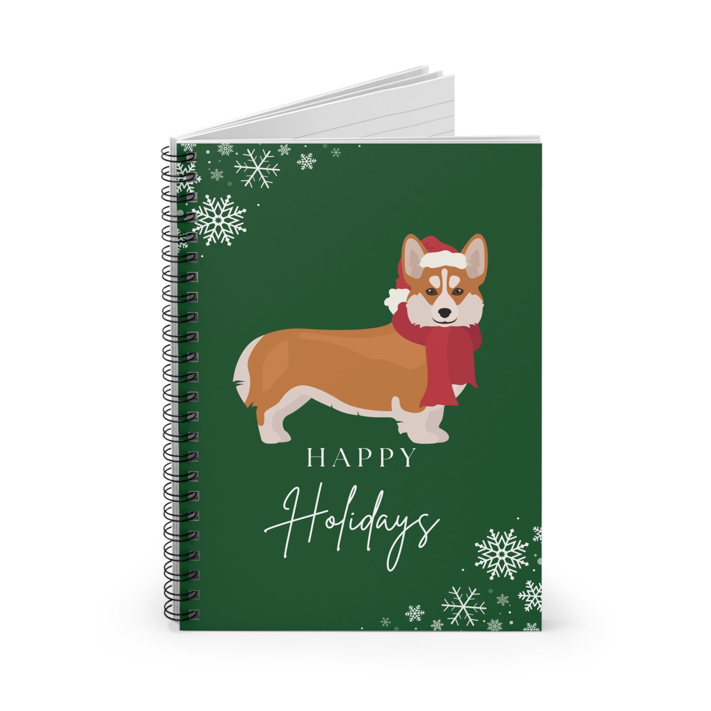 Happy Holidays Pembroke Welsh Corgi College Ruled Spiral Notebook